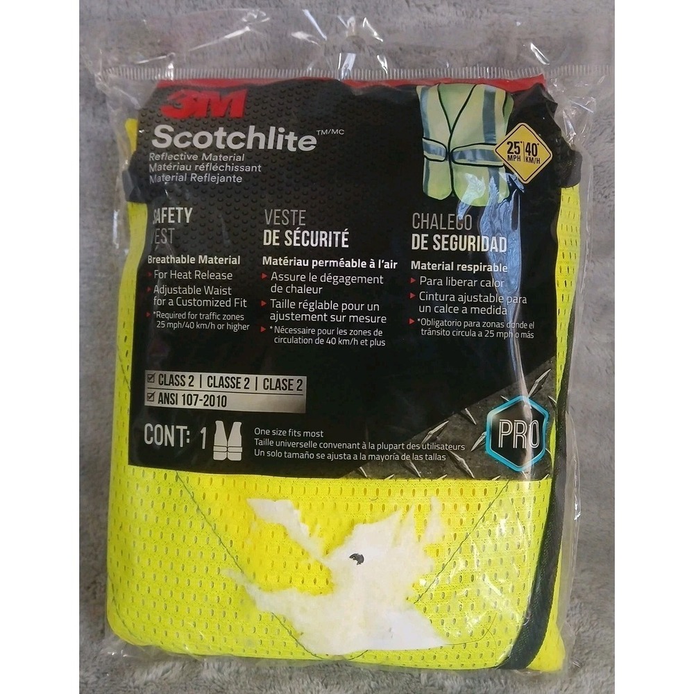3M Scotchlite Safety Vest Class 2 Yellow Reflective Ansi 107-2010 Construction‎